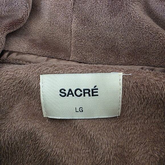SACRE Brown Velour Zip Hoodie Jacket Womens Size Large Long Sleeve - Picture 7 of 10